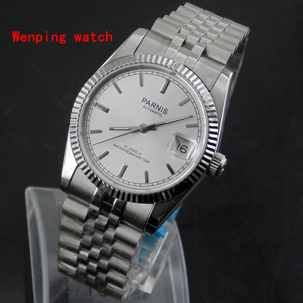 Топ Модный бренд Parnis 36 мм miyota сапфировое стекло светящиеся знаки серебряный циферблат женские тренд простота машинное оборудование автоматические часы