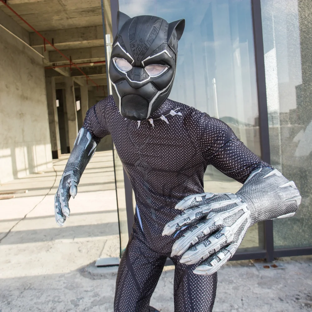 2018 Movie Black Panther Costume Jumpsuit Black Panther Cosplay Superhero Black Panther Zentai Suit New (14)