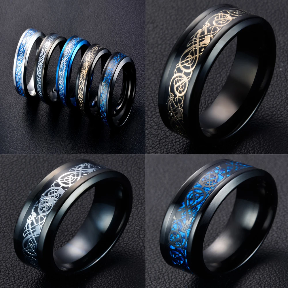 Buy 2017 New Fashion Men Cool Stainless Steel Black Dragon Design Rings High