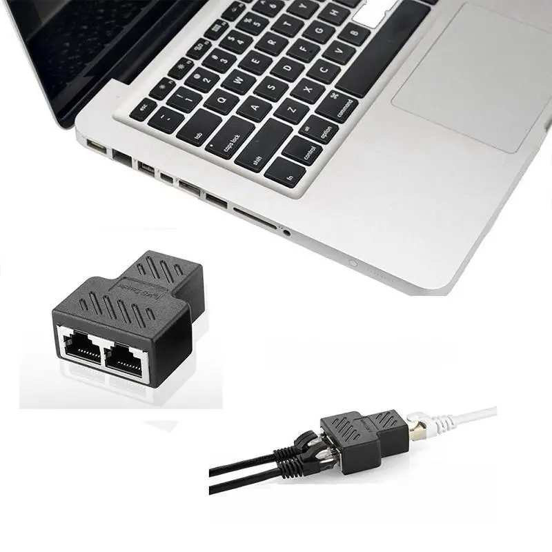 RJ45 Splitter Adapter 1 To 2 Dual Female Port CAT 5 CAT 6 LAN Ethernet Socket 4