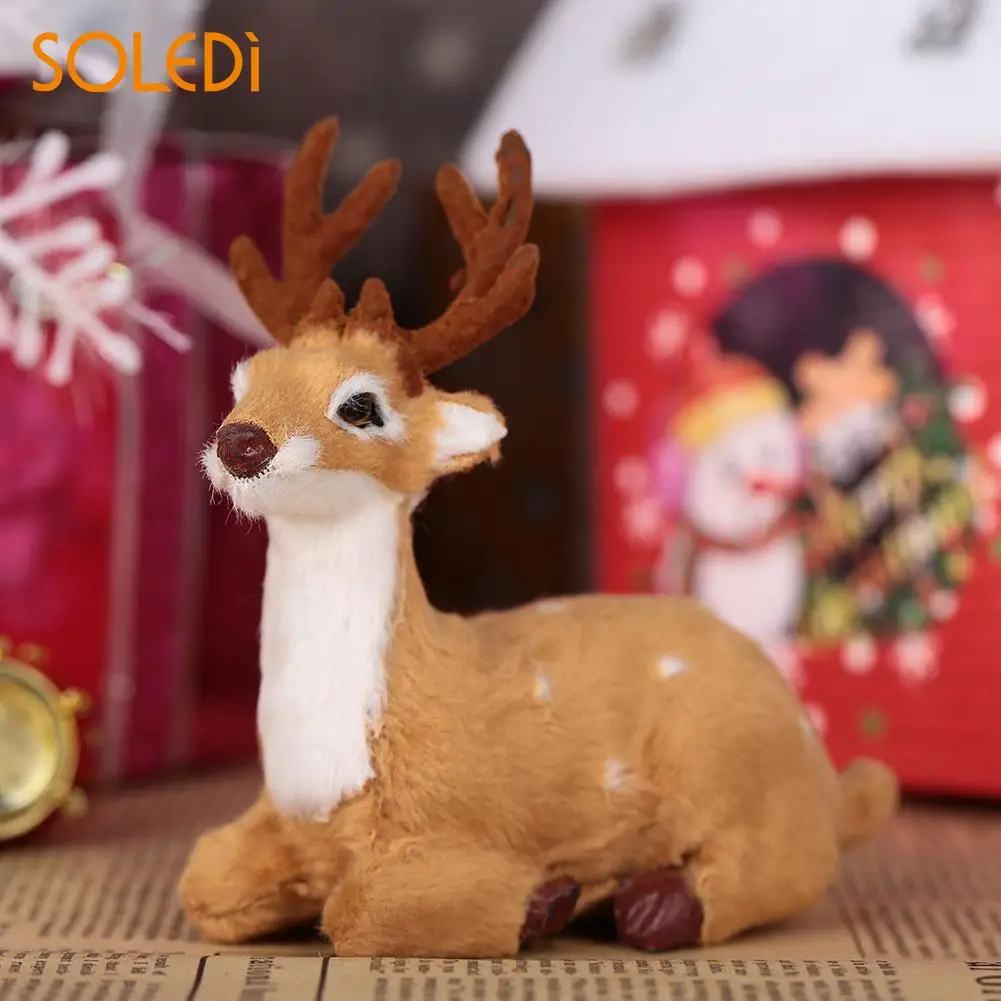 

1 Pcs Plush Plastic Mini Xmas Elk Lying Deer Simulation ELK Deer Simulated Christmas Reindeer Beautiful Desktop Dorpshipping