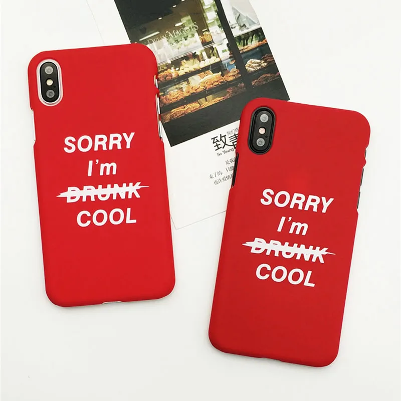 KIPX1028_2_Frosted Plastic Case For iPhone 7 Case For iPhone X 6 6S 7 8 Plus SORRY I'M COOL Back Cover Fundas