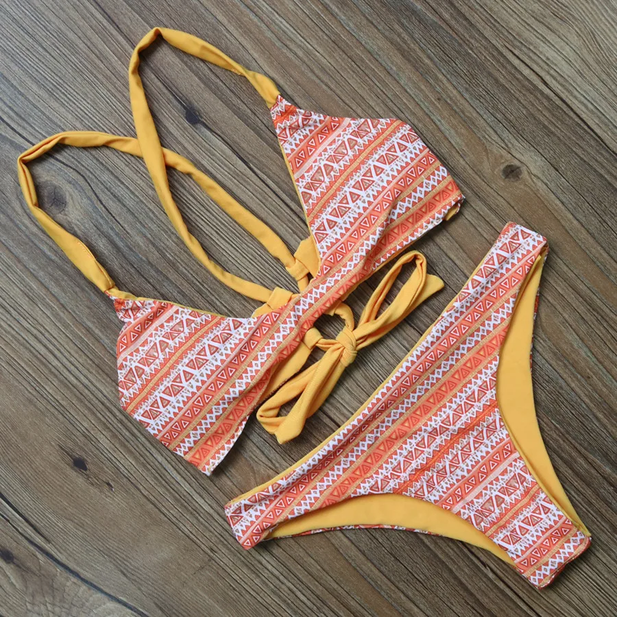 Seaside Sports Biquini New Design Women Cutest Printed Bikini Swimsuit