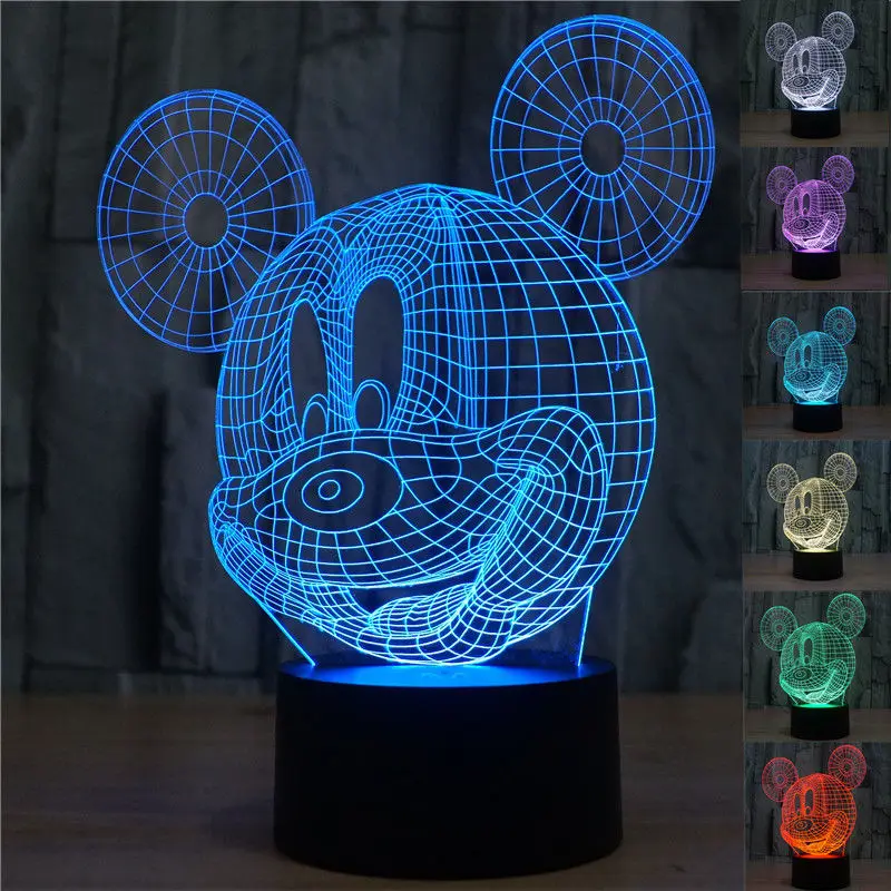 Amazing Mickey Mouse 3d Optical Illusion Visualization Led Light 7