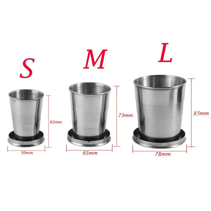 Mini vasos de vino de acero inoxidable portátil al aire libre Camping Picnic viaje plegable tazas de Metal para beber taza telescópica