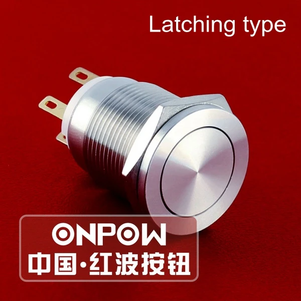 

ONPOW 19mm Anti-vandal 1NO1NC Latching Stainless steel Waterproof IP65 Metal Push Button Switch (LAS1GQPF-11Z/S) CE, RoHS