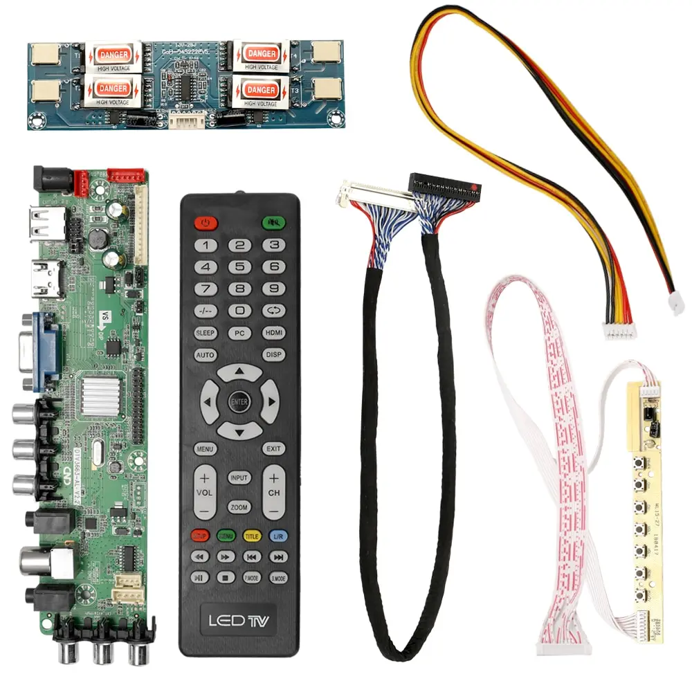 3663 цифровой сигнал DVB-T2 DVB-T/C универсальный ЖК-ТВ контроллер драйвер платы + 7 Кнопка ключа + инвертор CCFL