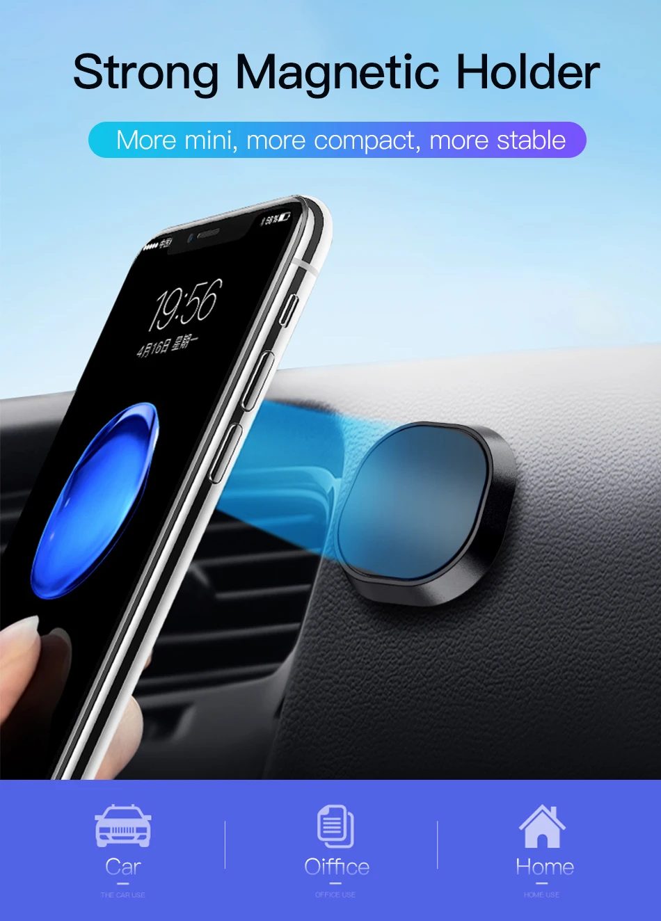 ACCEZZ магнитный автомобильный держатель для телефона, универсальный стикер для мобильного телефона, подставка для iPhone X XS, клейкий мини-кронштейн с железным листом