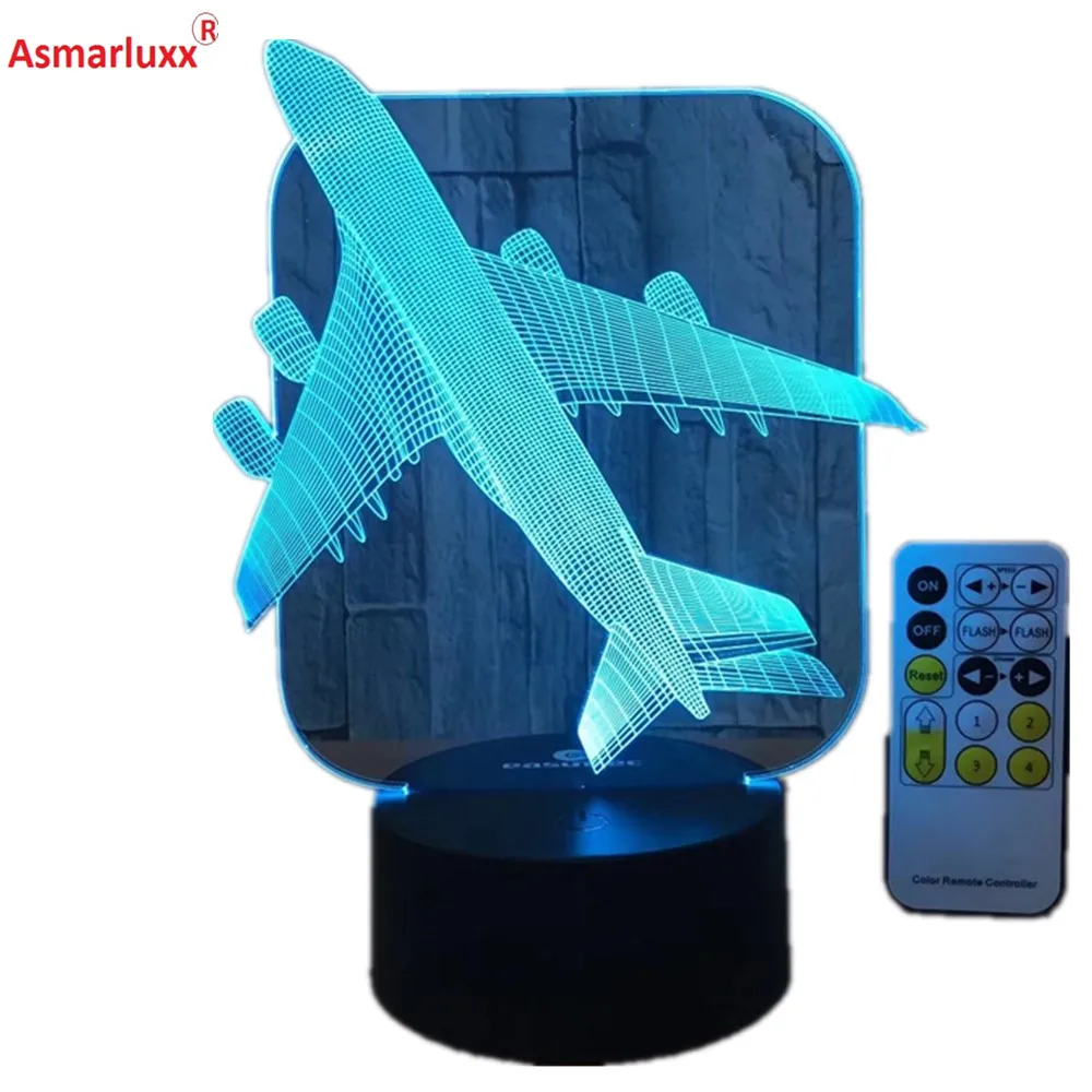 Airplane 3D LED Light Remote or Touch Control Illusion Table Lamps 7