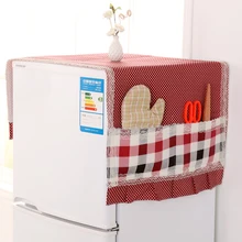 Корейский упрощенный холодильник крышка сельская Ткань Искусство Пыль Предотвращение верхняя сумка для хранения бытовой холодильник кружевной пылезащитный чехол