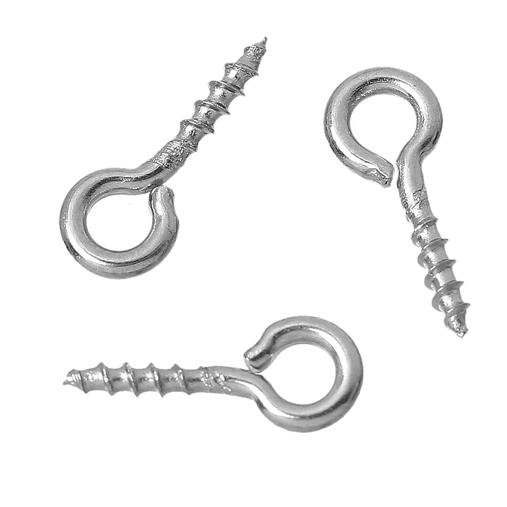 Fianza de plata Tornillo Pin ojos Clavijas Perforados hallazgos Roscado gancho de cierre de joyería