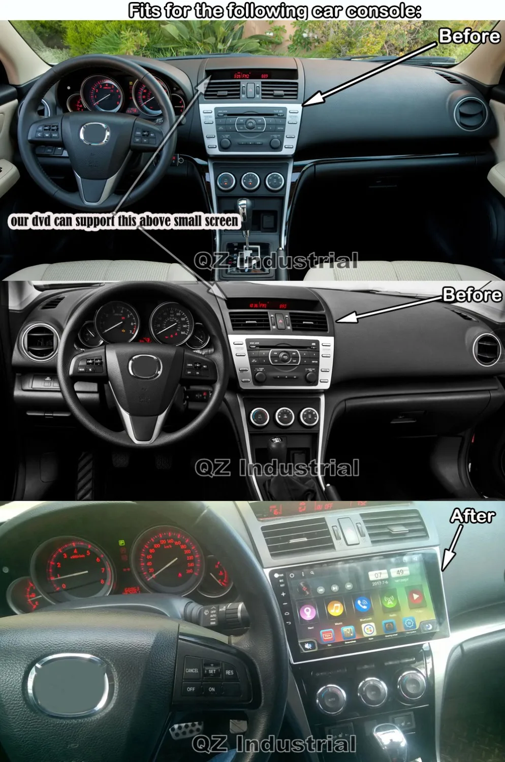 Sale QZ industrail HD 10.2" 8core Android 8.1 T8 for MAZDA 6 Car DVD Player 2012-2014 with 3G 4G GPS WIFI BT Radio Navi SWC RDS Map 5