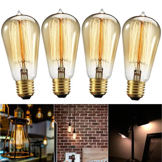 4 Pcs Edison Bulb 60w With Squirrel Cage Filament Teardrop Design 4 Pcs Edison Bulb 60w With Squirrel Cage Filament Teardrop Design Dimmable Light Bulbs For Chandeliers