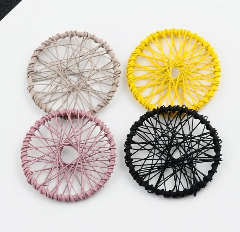 

New Colorful Metal With Spray painting Circle Shape Earrings Parts DIY Earring Findings pick up color 6pcs y1228