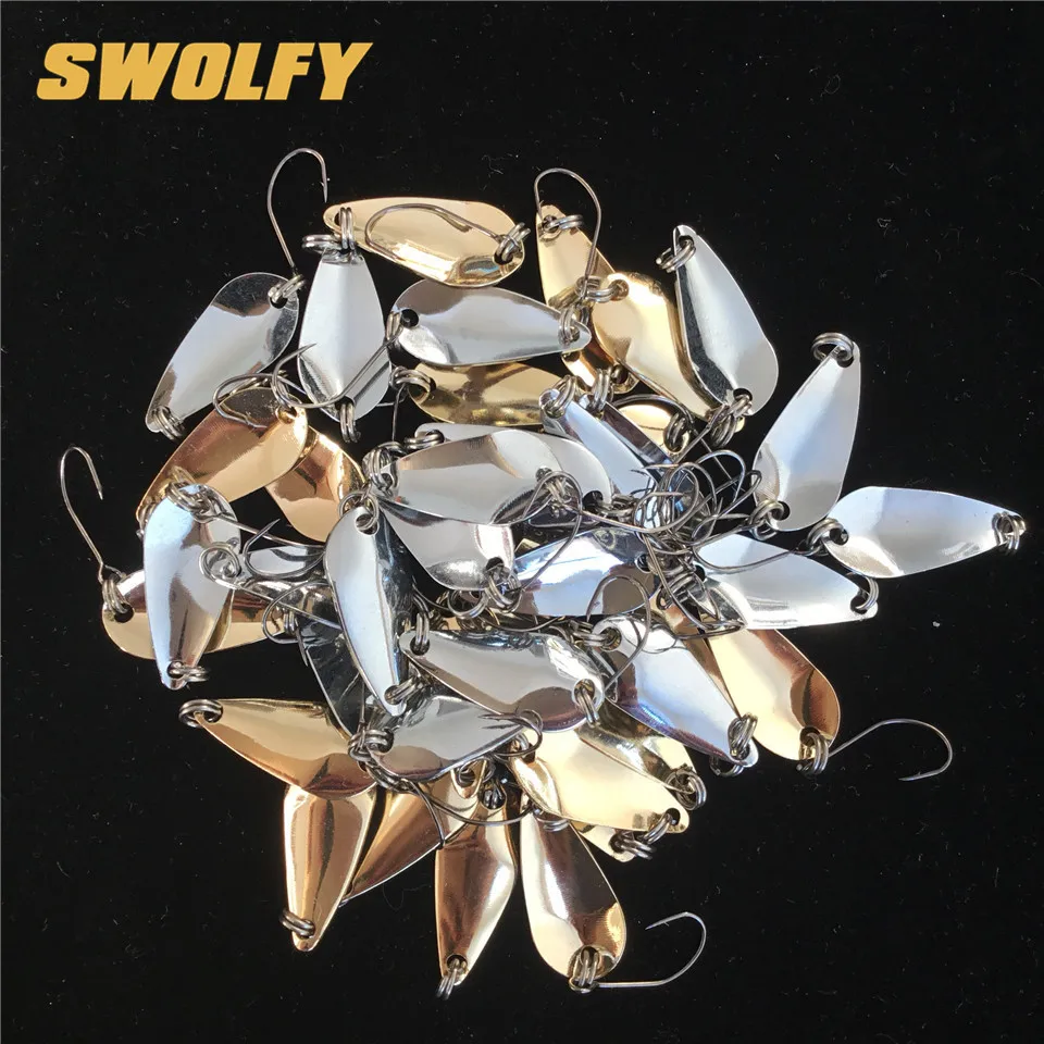 

Swolfy 20pcs 1.8g 2.5cm Metal Spinner Spoon Fishing Lure copper Hard Bait Artificial Sequins with Single Hooks fishing Tackle