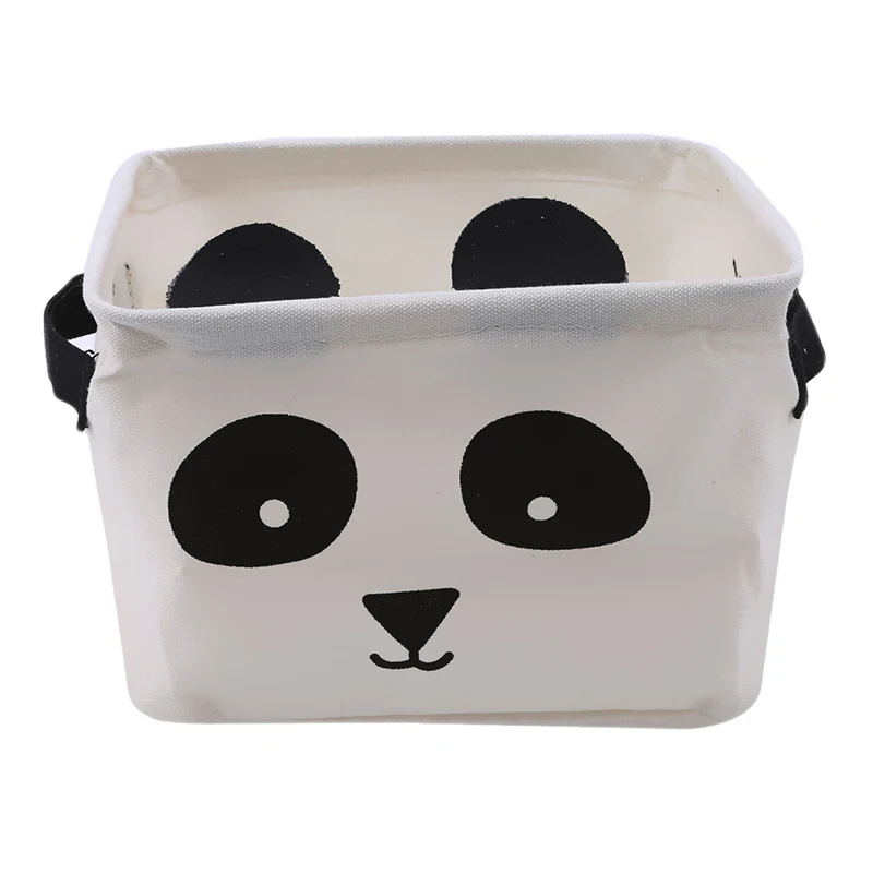Складная корзина для хранения ткань Носки с рисунком медведя из мультика корзина для белья с ушками коробка для хранения косметики домашняя корзина для хранения - Цвет: white
