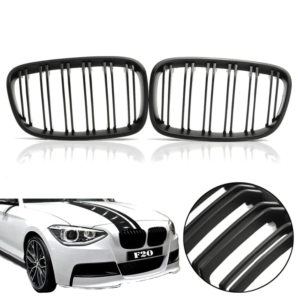 Для BMW F20 F21 1 серия 2012 2013 пара ABS замена матовый глянцевый черный M Передняя решетка для почек гриль двойная планка