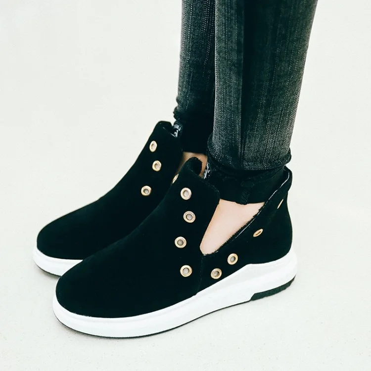 

Big Size 11 12 13 European and American wind round head side zipper waterproof platform wicker short boots
