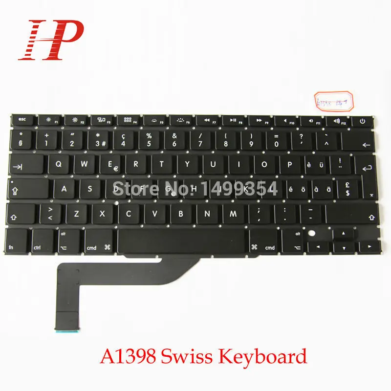 Оригинальный Новый A1398 Swiss Switzerland клавиатура для Apple Macbook Pro Retina 15 ''замена