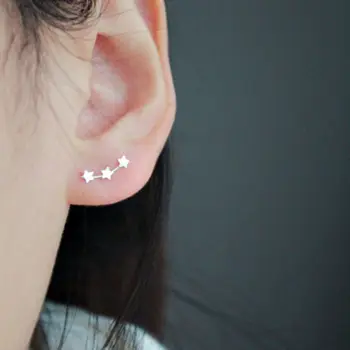 

Chandler Three Stars Earrings For Women Anti-allergy Glittering Three Linked Star Studs Teens Kids Gifts Homme Femme Ear Bijoux