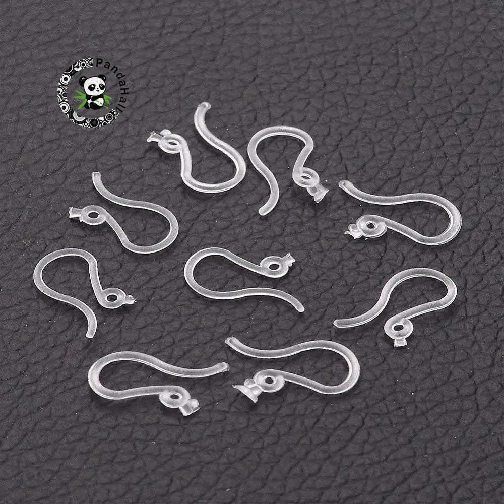 

Plastic Earring Hooks, Clear, 13x7x1mm