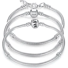 5 Style Silver Plated LOVE Snake Chain Bracelet & Bangle 16CM-21CM Pulseras Lobster PA1104