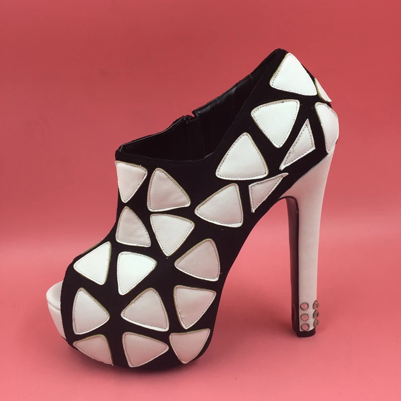 Noir Cristal Partie Peep rouge blanc Sandales formes Dames De Cône Mode Pompes Noir Haute Talons Plates Fond Toe 2014 Femmes 7vUq6wIf