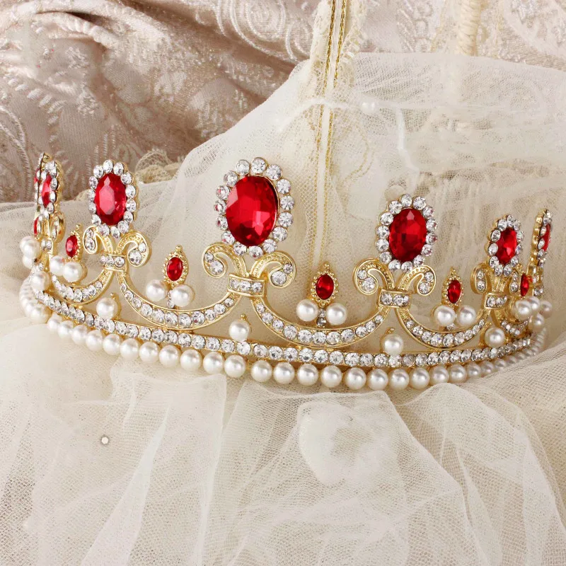 New-Sale-Europe-Style-High-quality-Red-Opal-Women-Elegant-Luxurious-Wedding-Bridal-Crown-Headwear-Wedding