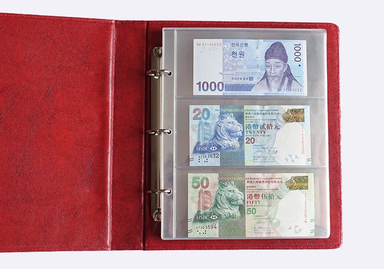 Banknotes money transparent PVC page of paper money coin album loose-leaf inners of Coin/Money holders 10PCS/Lot 3 line/Page coins collection album,coin collection album,coin stamp holders