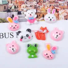 Lote de accesorios para la cabeza de resina Kawaii, oso de dibujos animados, Ribbit, Parada, Rana, cabujón, adornos decorativos, DIY, 100