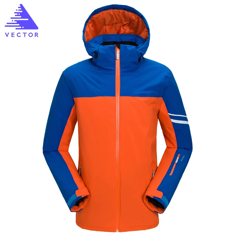 Векторные брендовые лыжные куртки для мужчин и женщин, водонепроницаемая Зимняя Теплая Лыжная куртка для сноубординга, профессиональная зимняя одежда, бренд HXF70009 - Цвет: Men Orange