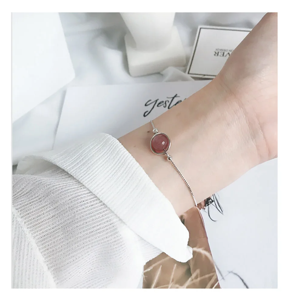 6Virgooer Silver 925 Jewelry Vintage Simple Style Crystal Aventurine Bracelet Yoga Energy Bangle For Gift Natural Stone Charm Bracelet