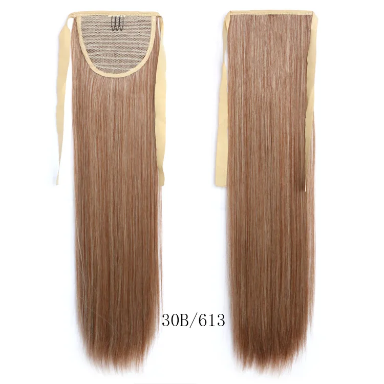 Feibin химическое галстук на хвост Химическое наращивание волос хвост шиньон прямые Для женщин волос B43 - Цвет: # 1B