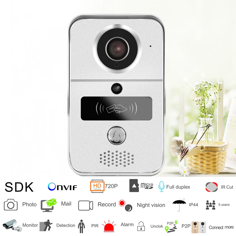 JERUAN Smart 720P Серебряный WiFi видео домофон комплект беспроводной записи дверной