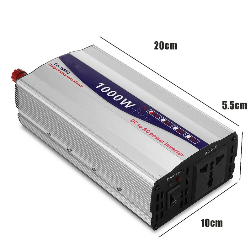 Black 1Set LED Display 1000W Pure Sine Wave Power