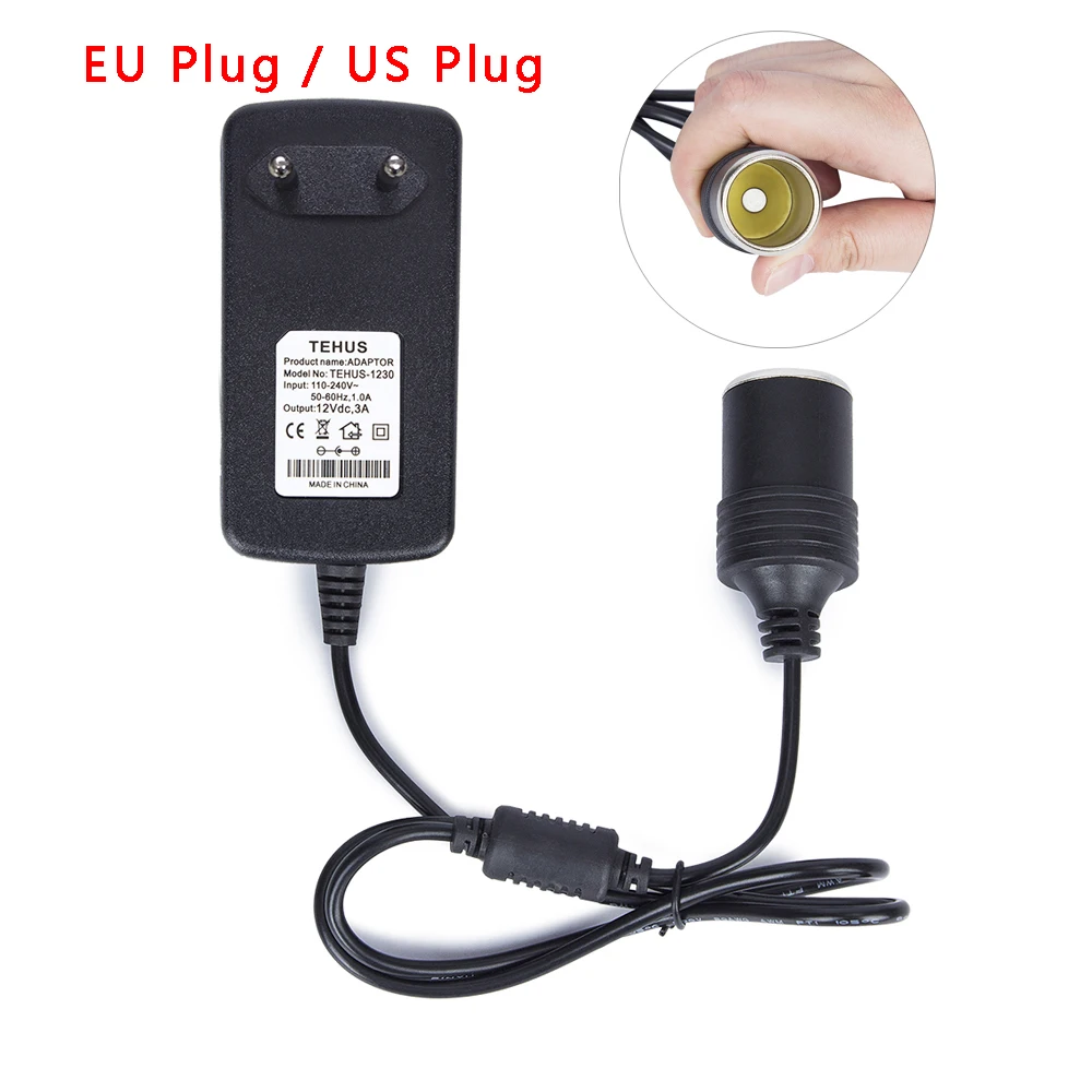 12V 3A автомобильный прикуриватель Mini EU/US Plug 110/240V AC в DC преобразователь