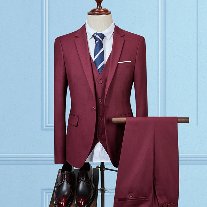 PAULKONTE (Jacket+Vest+Pant) 2019 Hot Solid Color Slim Fit Classic Men's Suit Fashion High Quality Wedding Business Men Suit PAULKONTE (Jacket+Vest+Pant) 2019 Hot Solid Color Slim Fit Classic Men's Suit Fashion High Quality Wedding Business Men Suit
