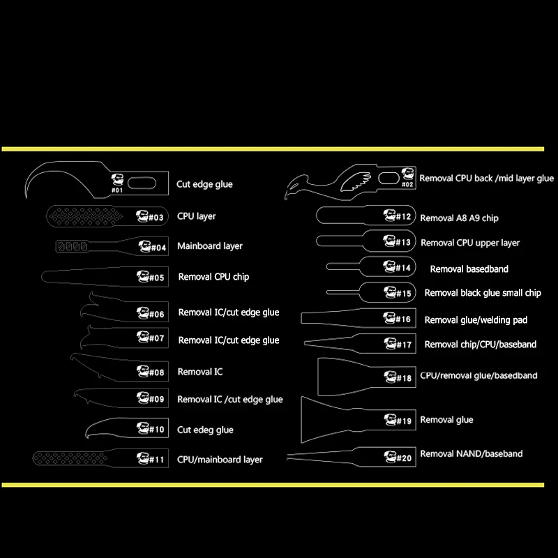 Механик многофункциональный мобильный телефон микросхема приспособления для удаления CPU с лезвиями для материнская плата для iphone NAND средство для удаления клея BGA Инструменты для ремонта