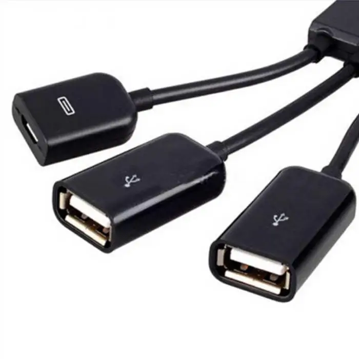 3 в 1 Micro USB мужчин и женщин и двойной USB 2,0 хост OTG Кабель-адаптер GDeals-15