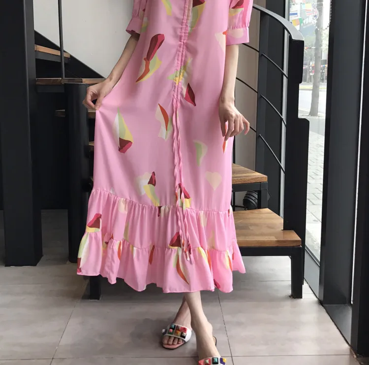RUGDO летние женские свободные платья с v-образным вырезом и коротким рукавом с цветочным принтом, повседневные женские винтажные платья контрастных цветов