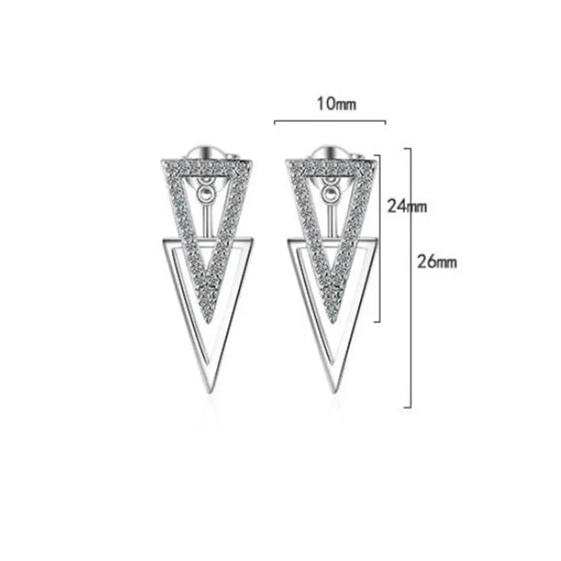 Anenjery новые модные серебряные 925 ювелирные изделия микро CZ Циркон двойной треугольник геометрические Висячие серьги для женщин Oorbellen S-E284