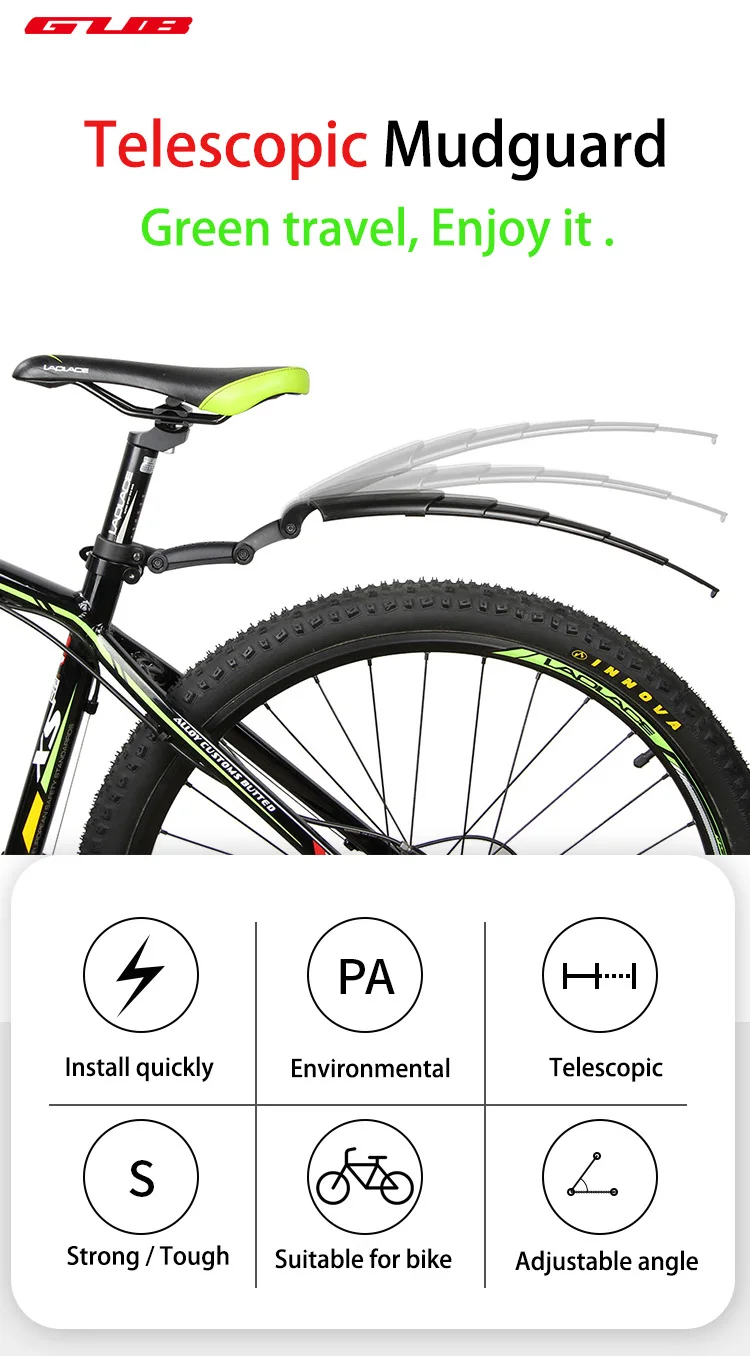 1 пара GUB телескопические велосипедные Брызговики выдвижной MTB велосипедные Крылья PA экологический материал переднее и заднее крыло велосипеда
