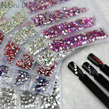 Strass à ongles en verre multi-tailles pour ongles décorations d'art cristaux Strass charmes Partition taille mixte Strass ensemble(China)