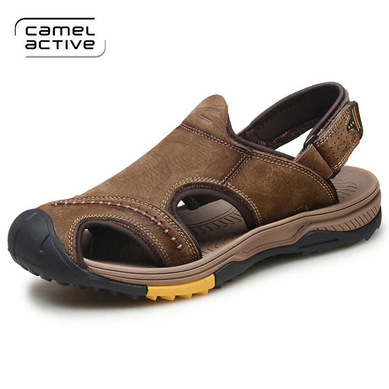 Camel/мужские сандалии для активного отдыха; модная летняя обувь из натуральной кожи; мужские шлепанцы; дышащие мужские сандалии; повседневная кожаная обувь