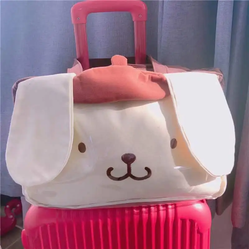 Милая мультяшная сумка Cinnamoroll PomPomPurin My Melody дорожная на колесиках Холщовая Сумка