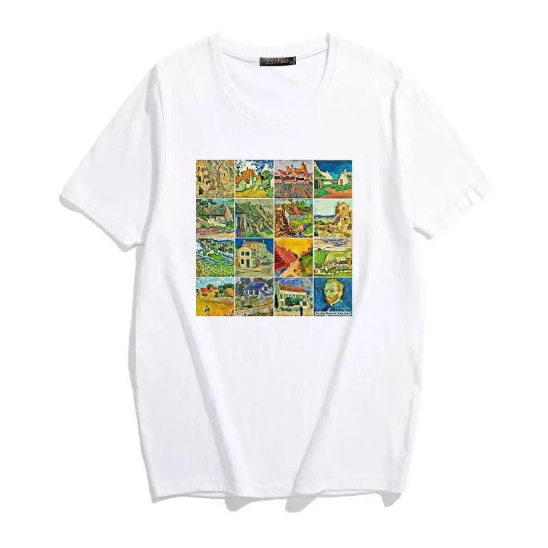 Винтажная женская футболка с принтом Ван Гога, Женская Футболка harajuku ulzzang, Забавные футболки, эстетическое искусство, повседневные женские топы - Цвет: 5