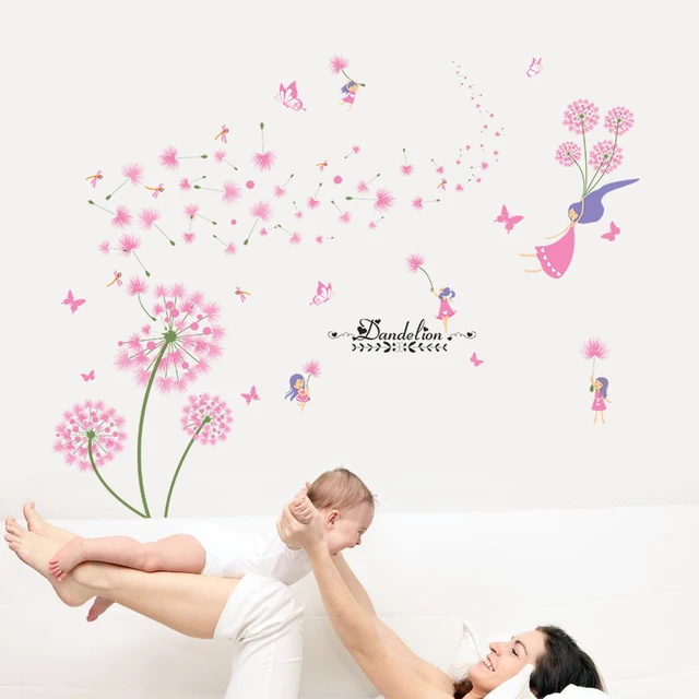 Buy [SHIJUEHEZI] Pink Dandelion Wall Stickers Flower