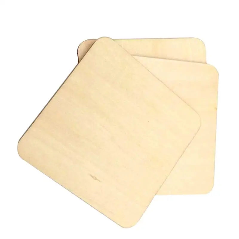 24pcs Natural Wooden Cup Mat Coaster 10cm Solid Color Square Heat Resistant Household Cup Drinks Bowl Pad Kitchen Supplies A3