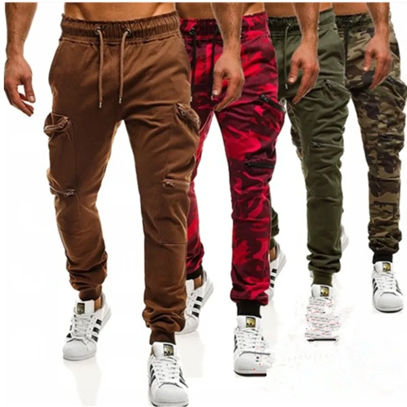 Мужские новые школьные брюки спортивные штаны повседневные хлопковые брюки многокарманные военные камуфляжные брюки