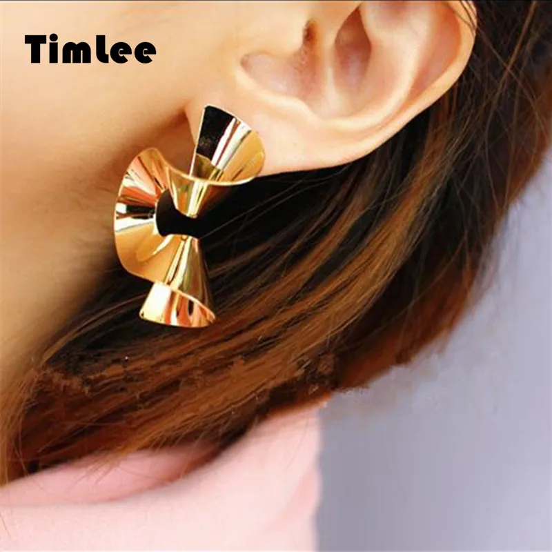 

Timlee E110 Personality Trendsetter Texture Of Temperament Metal Drop Earring Twisted Abstract Earrings